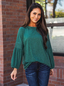 3/4 Pleated Sleeve Casey Top