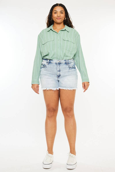 Kan Can USA - Plus Size Mom Fit Denim Shorts