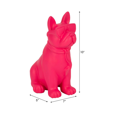 Decorative Figurine - Pink Resin Sunglasses Bulldog, 10 in.