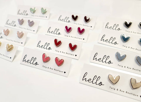 Heart clay studs