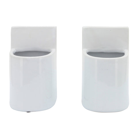 Bookends Set - White Ceramic Solid Pouch Design, 6 in.