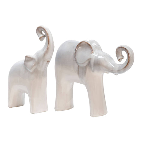 Ivory 6x11 in. Ceramic Novelty Elephant Figurine