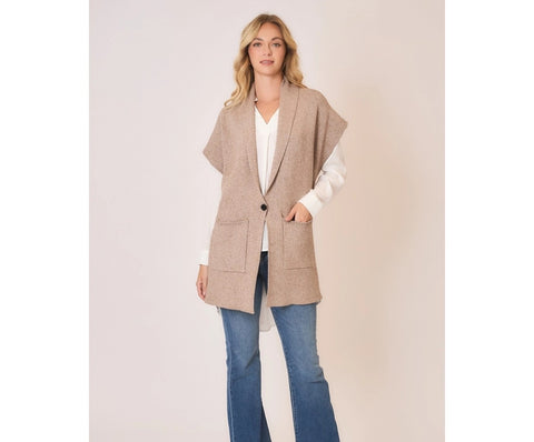 Knit Sleeveless Single Button Cardigan