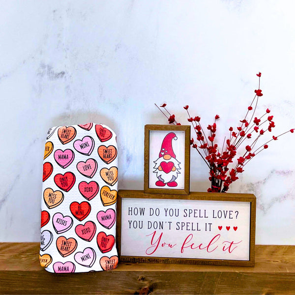 Valentines Be Mine Hearts Waffle Weave Towels