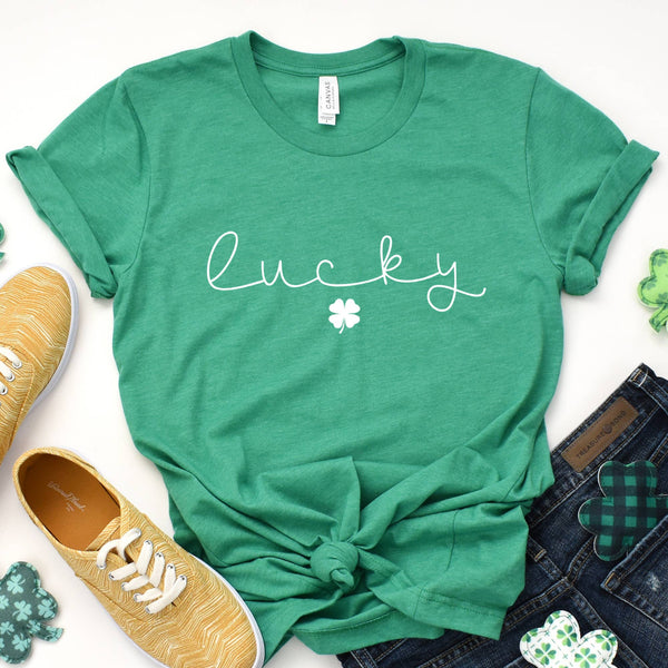 Lucky Clover T-Shirt St. Patrick's White Lucky Clover Tshirt