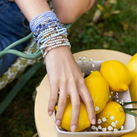 Scout Curated Wears - Stone Wrap Bracelet/Necklace - Agalmatolite/Silver/Gold