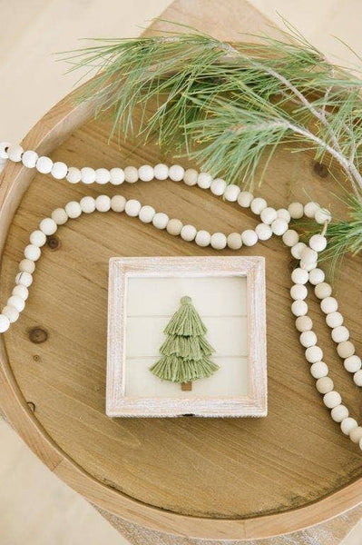 5x5 framed sign TASSEL TREE  CHRISTMAS home Decor