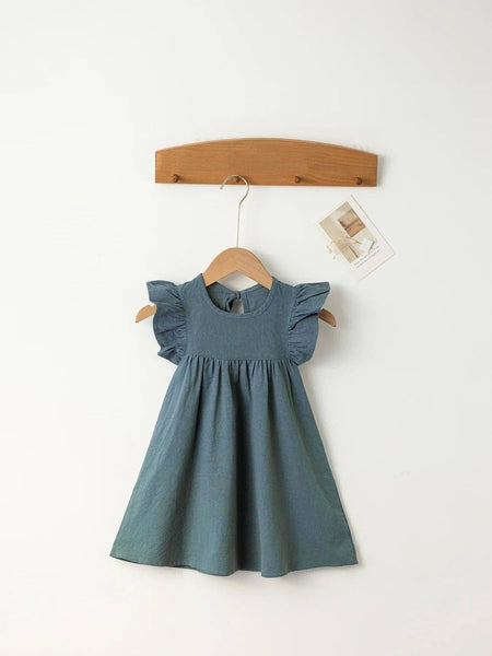 KiddieKickz - Baby Girls' Tie-back Overall Dress: Cotton Summer Casual Wear: Bean Green / 1T-2T