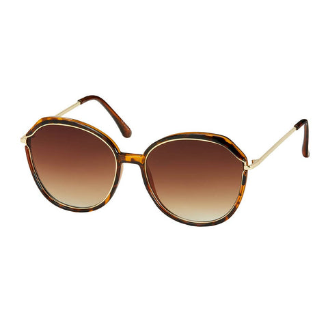 Round Metal Inlay Women's Sunglasses