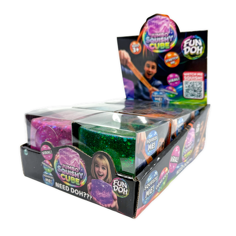 Novelty Brands - Fun Doh JUMBO Squishy Cube | Viral Assortment - 6/Display