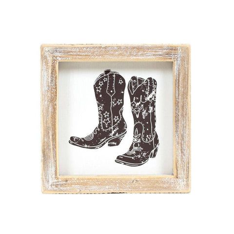 5x5 wood frame sign (HAT/BOOTS) Cowboy Home Decor