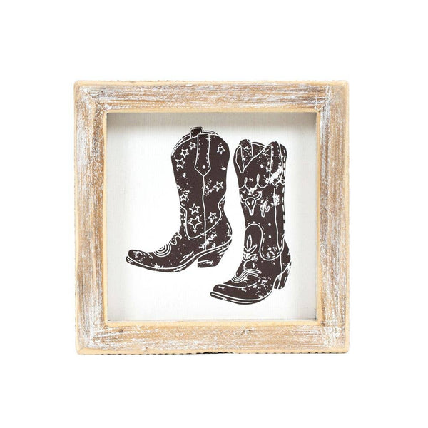 5x5 wood frame sign (HAT/BOOTS) Cowboy Home Decor