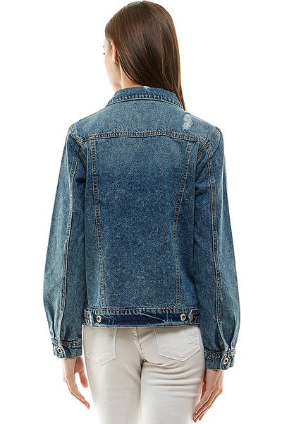 Ladies' Denim Jacket with Distressed