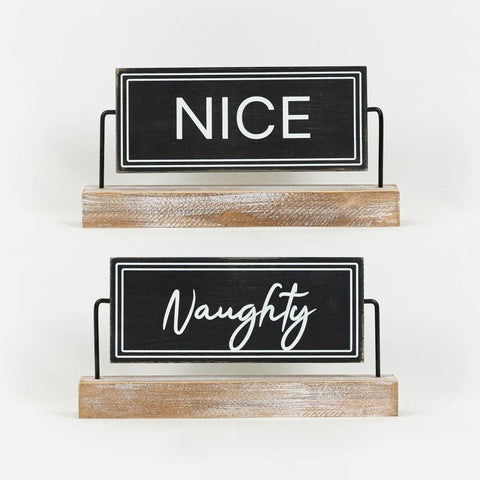 12x5x2 sign on stand (NGHTY/NCE) Christmas Decor