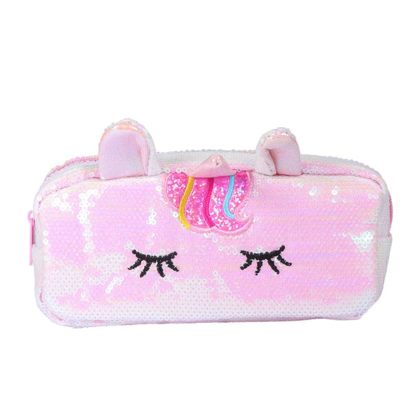 KiddieKickz - Unicorn Sequin Pencil or Cosmetic Bag: Light Pink