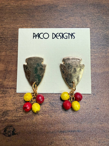 Twist Red & Yellow Gold KC Arrowhead Post Earrings