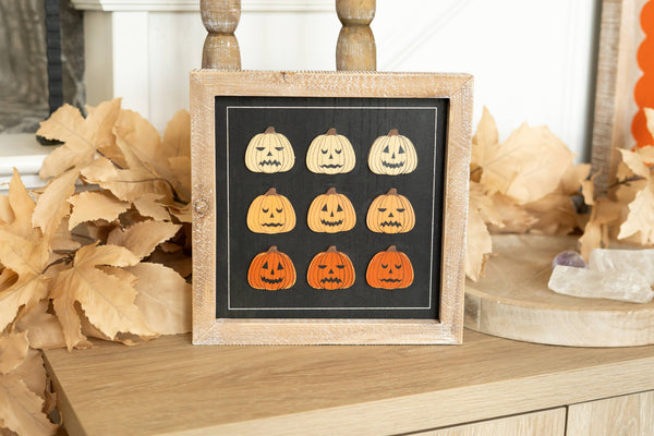 10x10 wood frame sign PUMPKINS FALL Halloween decor