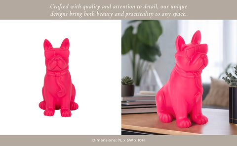 Decorative Figurine - Pink Resin Sunglasses Bulldog, 10 in.