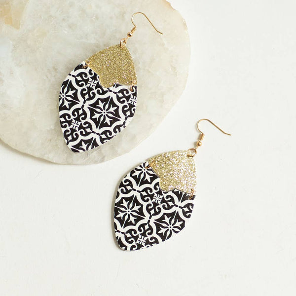 Large Josie Earring - Black & White