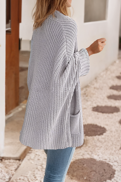 Oversized Fold Over Sleeve Open Front Cardigan