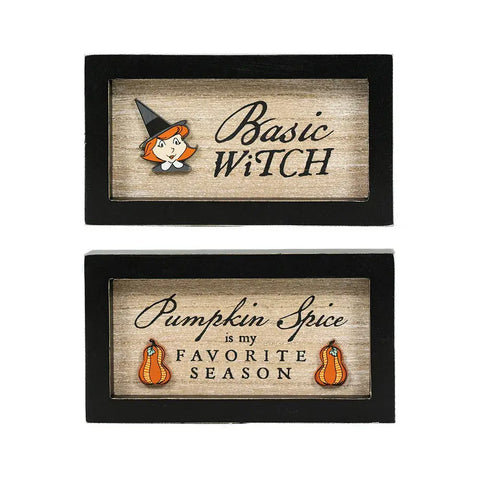 7x4 wood frame sign WITCH/SPICE Halloween FALL decor