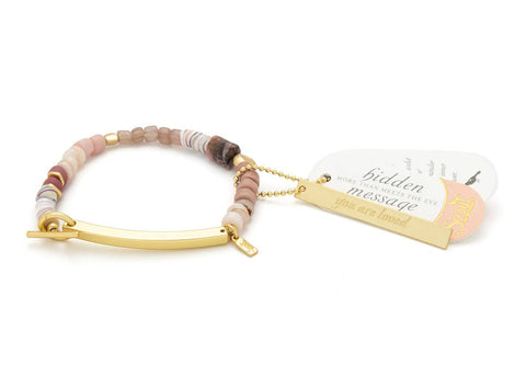 Scout Curated Wears - Hidden Message Bracelet - Loved/Rhodochrosite/Gold