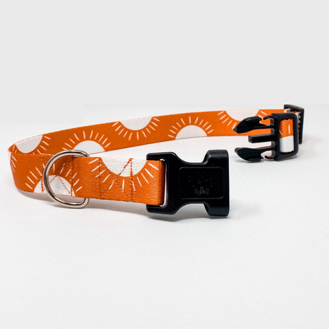Camp Hound - Sunshine Recycled Dog Collar | Bohemian Orange Sun: M / Orange