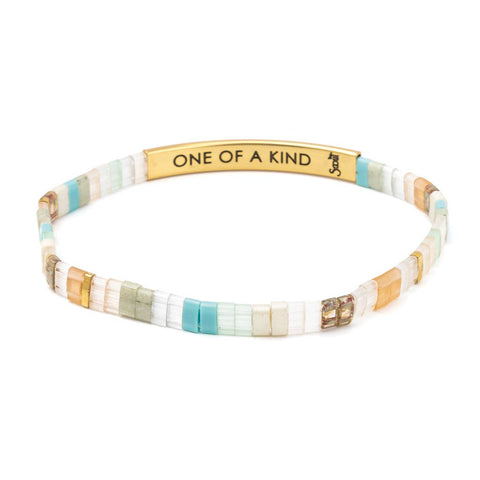 Scout Curated Wears - Good Karma Miyuki Bracelet | One Of A Kind - Mint/Peach/Gold