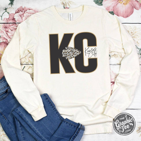 The Graphic Tee - *WHOLESALE* KC Leopard Natural Heather Long Sleeve Tee