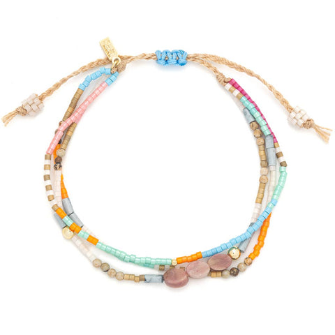 Scout Curated Wears - Mixed Media Bracelet - Love/Rhodochrosite/Gold