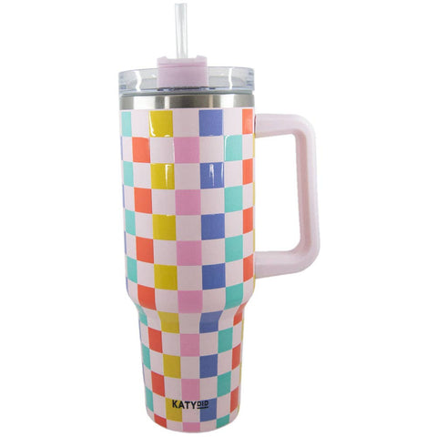 Multicolored Checkered Coffee Tumbler Cup