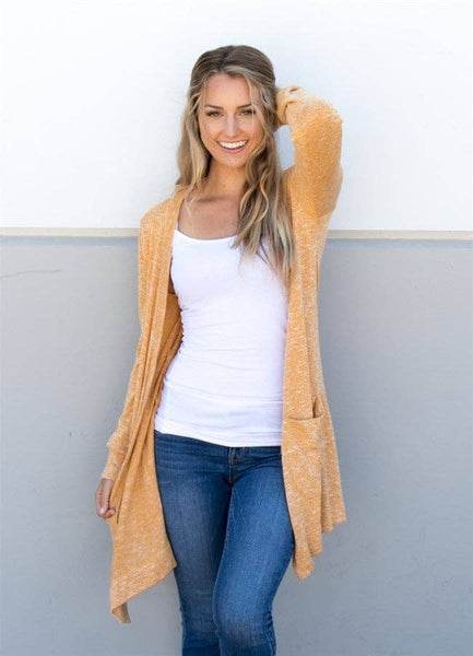 Knit Lightweight Cardigan Yellow Mustard