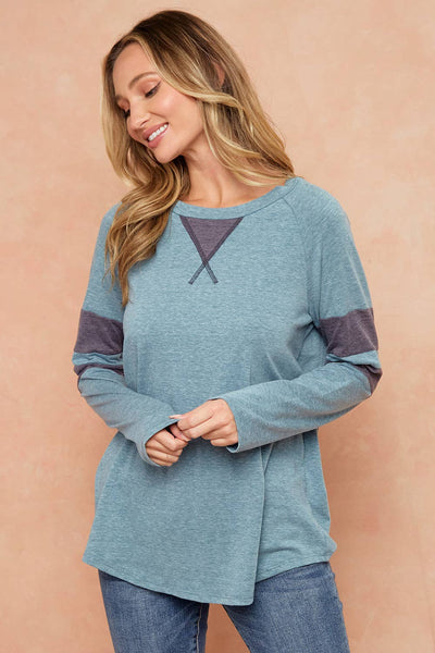 Triblend Colorblock Knit Top