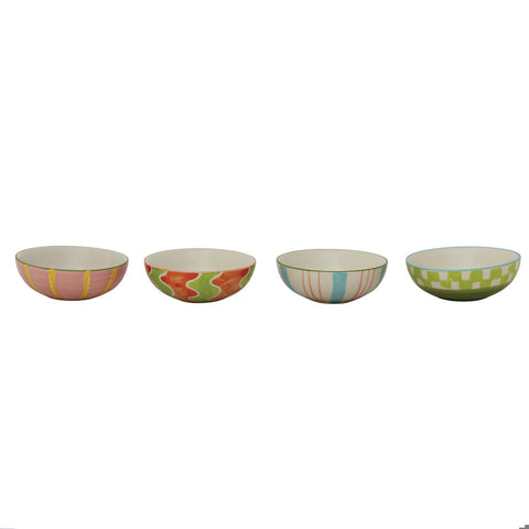 Stoneware Dish W Stripes, Multi Color