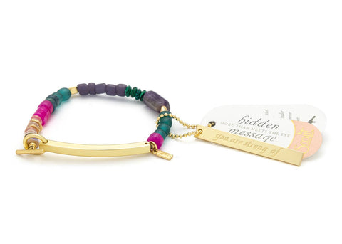 Scout Curated Wears - Hidden Message Bracelet - Strong AF/Amethyst/Gold