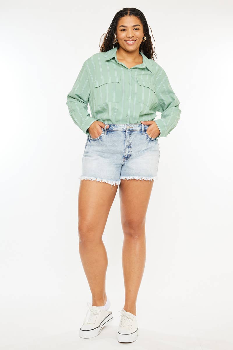 Kan Can USA - Plus Size Mom Fit Denim Shorts