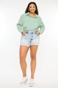 Kan Can USA - Plus Size Mom Fit Denim Shorts