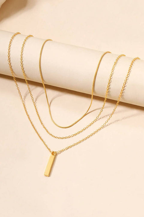Bar Pendant Layered Adjustable Chain Necklace
