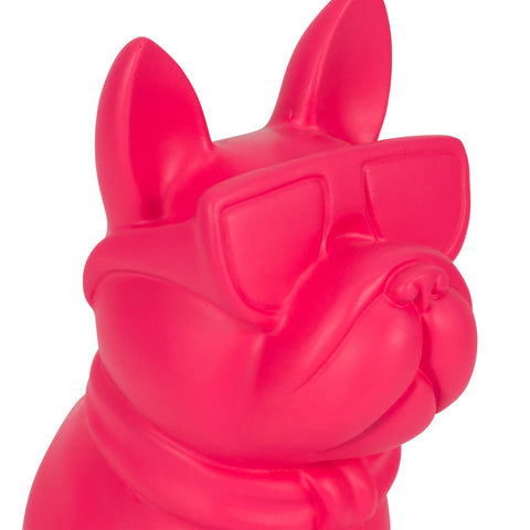 Decorative Figurine - Pink Resin Sunglasses Bulldog, 10 in.