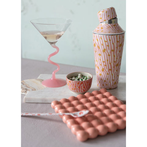 6-1/2" Sq Ceramic Hobnail Trivet