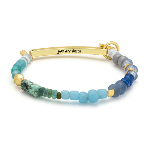 Scout Curated Wears - Hidden Message Bracelet - Brave/African Turquoise/Gold