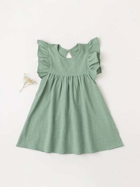 Toddler/Girls Tie-back Overall Dress: Cotton Summer Casual Wear