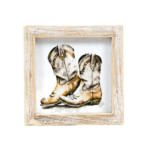 5x5 wood frame sign (HAT/BOOTS) Cowboy Home Decor