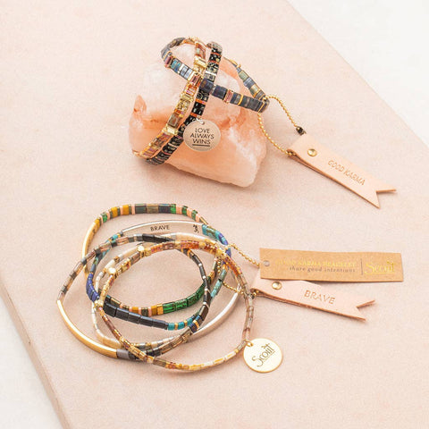 Scout Curated Wears - Good Karma Miyuki Bracelet | Gratitude - Earth/Sky/Silver