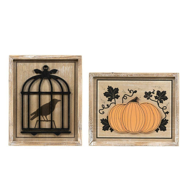 10x13 wood sign (RAVEN/PUMPKIN) FALL HALLOWEEN DECOR