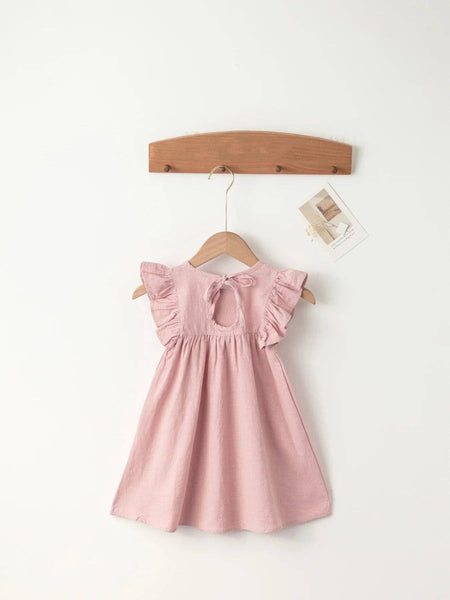 KiddieKickz - Baby Girls' Tie-back Overall Dress: Cotton Summer Casual Wear: Bean Green / 5T-6T