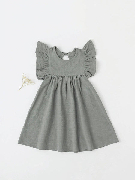 KiddieKickz - Baby Girls' Tie-back Overall Dress: Cotton Summer Casual Wear: Bean Green / 5T-6T