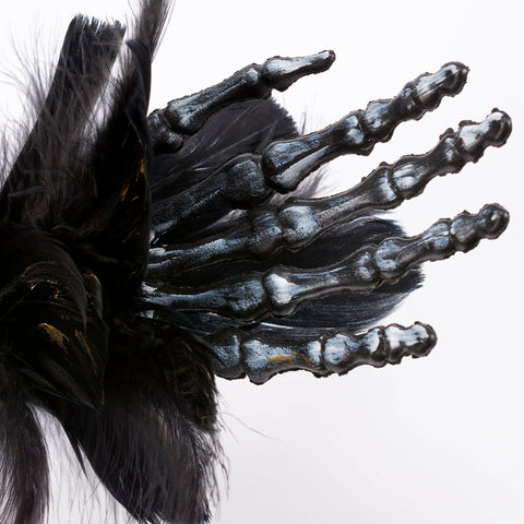 Skeleton Hand Feather Floral Pick