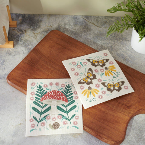 Mushroom Art Swedish Dishcloth Set