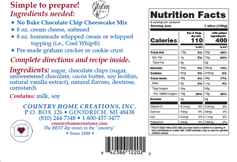No Bake Chocolate Chip Cheesecake Mix